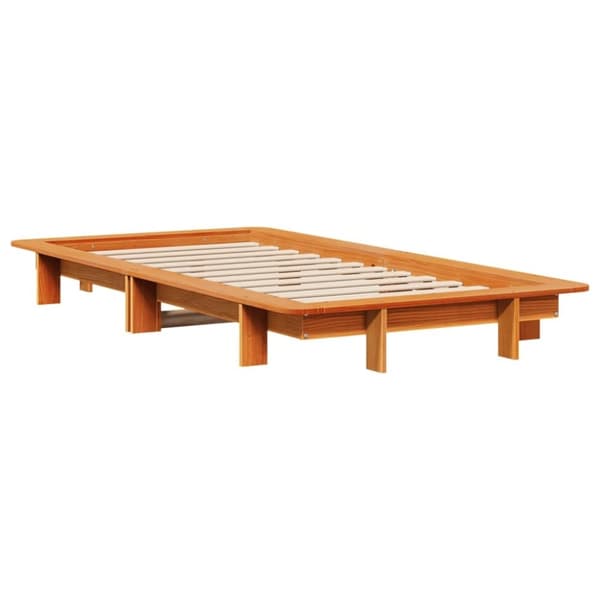 vidaXL sengeramme uden madras 90x200 cm massivt fyrretræ gyldenbrun