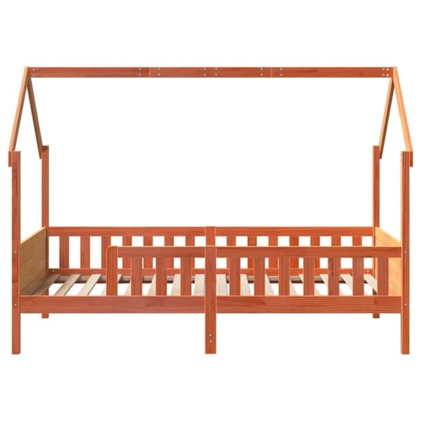 vidaXL Barnsäng med husram vaxad brun 90x190 cm massiv furu