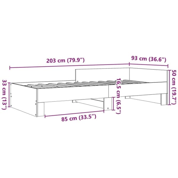 vidaXL Sängram brun ek 90x200 cm konstruerad trä