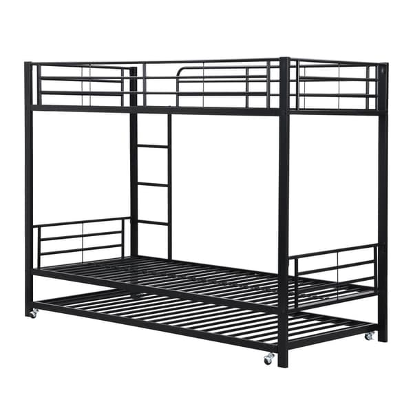 Køjeseng i smedejern 90x200 cm - med sovesofa 90x190 cm - Sort
