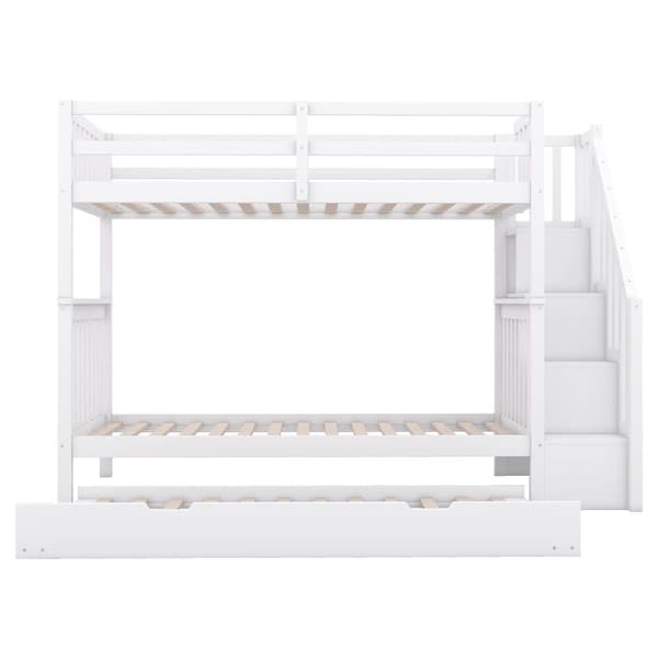 Våningssäng 90x200cm i furu - med 2 lådor och en bäddsoffa - Vit