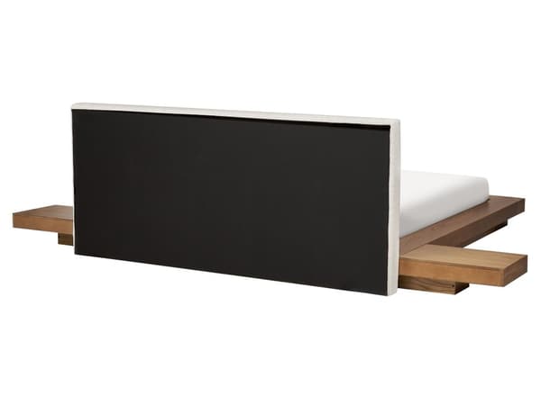 Seng Lys Træ 160 x 200 cm Moderne Dobbeltseng med Sengegavl To Mands Lav Sengeramme Futon Minimalistisk Design Træseng Japansk