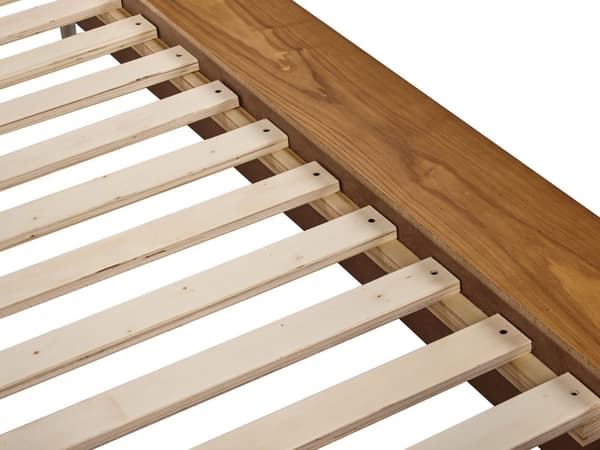 Seng Lys Træ 160 x 200 cm Moderne Dobbeltseng med Sengegavl To Mands Lav Sengeramme Futon Minimalistisk Design Træseng Japansk