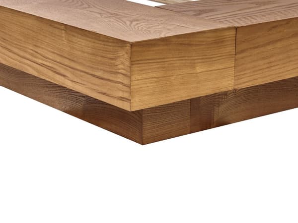 Seng Lys Træ 160 x 200 cm Moderne Dobbeltseng med Sengegavl To Mands Lav Sengeramme Futon Minimalistisk Design Træseng Japansk