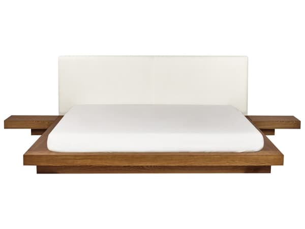 Seng Lys Træ 180 x 200 cm Moderne Dobbeltseng med Sengegavl To Mands Lav Sengeramme Futon Minimalistisk Design Træseng Japansk