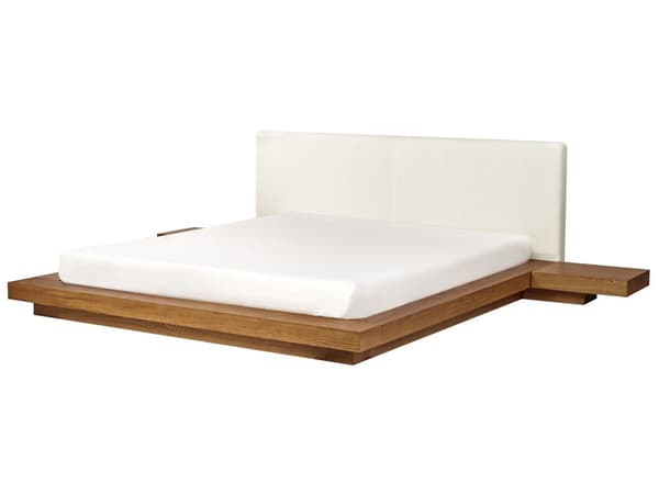 Seng Lys Træ 180 x 200 cm Moderne Dobbeltseng med Sengegavl To Mands Lav Sengeramme Futon Minimalistisk Design Træseng Japansk