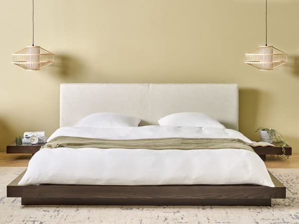 Seng Mørkt Træ 180 x 200 cm Moderne Dobbeltseng med Sengegavl To Mands Lav Sengeramme Futon Minimalistisk Design Træseng Japansk
