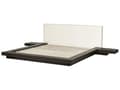 Miniatyrbillede 7 af 11: Seng Mørkt Træ 180 x 200 cm Moderne Dobbeltseng med Sengegavl To Mands Lav Sengeramme Futon Minimalistisk Design Træseng Japansk