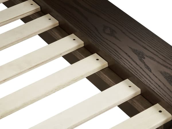 Seng Mørkt Træ 180 x 200 cm Moderne Dobbeltseng med Sengegavl To Mands Lav Sengeramme Futon Minimalistisk Design Træseng Japansk