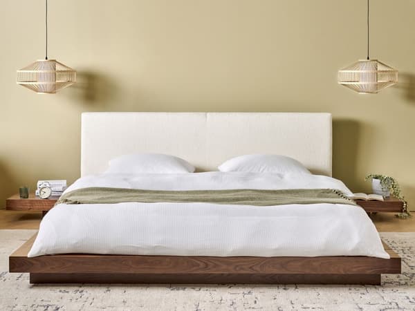 Seng Mørkt Træ 180 x 200 cm Moderne Dobbeltseng med Sengegavl To Mands Lav Sengeramme Futon Minimalistisk Design Træseng Japansk