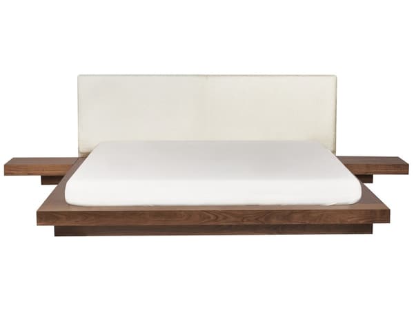 Seng Mørkt Træ 180 x 200 cm Moderne Dobbeltseng med Sengegavl To Mands Lav Sengeramme Futon Minimalistisk Design Træseng Japansk