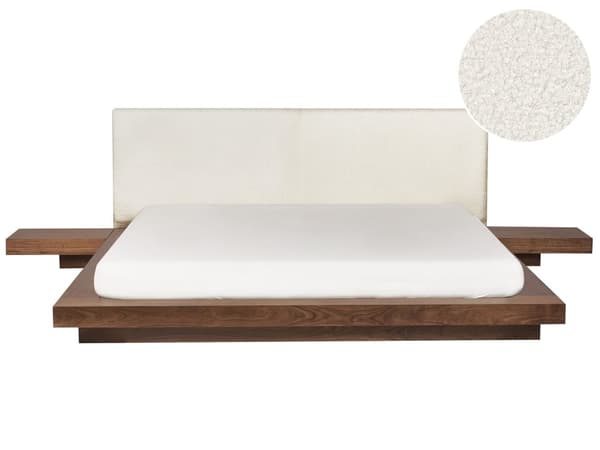 Seng Mørkt Træ 180 x 200 cm Moderne Dobbeltseng med Sengegavl To Mands Lav Sengeramme Futon Minimalistisk Design Træseng Japansk