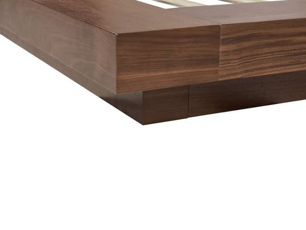 Seng Brunt Træ 160 x 200 cm Moderne Dobbeltseng med Sengegavl To Mands Lav Sengeramme LED Futon Minimalistisk Design Træseng Japansk