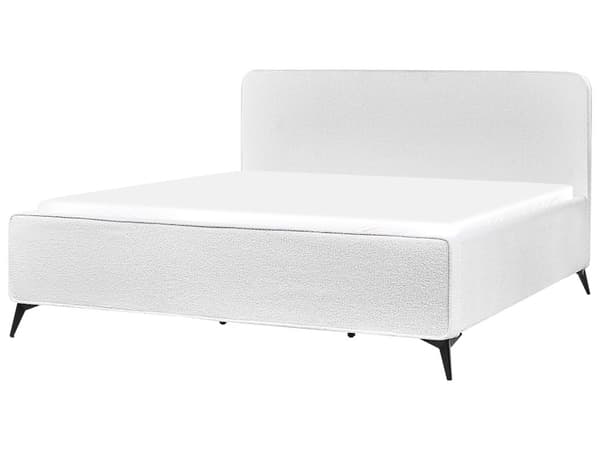 Seng Off-White Boucle 180 x 200 cm Moderne To Mands Seng Blød Sengegavl Dobbeltseng Sengeramme Retro Design