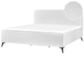 Miniatyrbillede 1 af 11: Seng Off-White Boucle 180 x 200 cm Moderne To Mands Seng Blød Sengegavl Dobbeltseng Sengeramme Retro Design