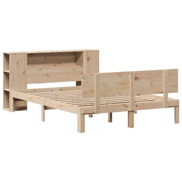 vidaXL Seng med bokhylle uten madrass 150x200 cm heltre furu