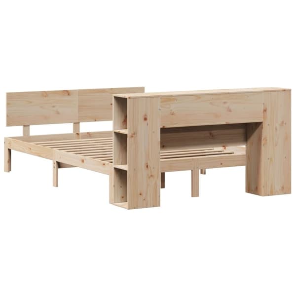 vidaXL Seng med bokhylle uten madrass 150x200 cm heltre furu