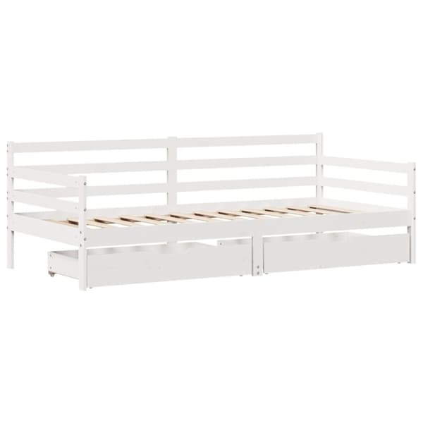 vidaXL Dagbädd med lådor vit 90x200 cm massiv furu