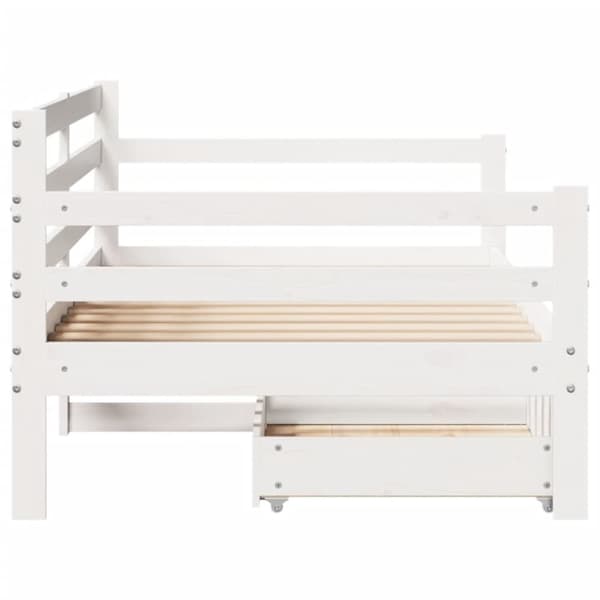 vidaXL Dagbädd med lådor vit 90x200 cm massiv furu