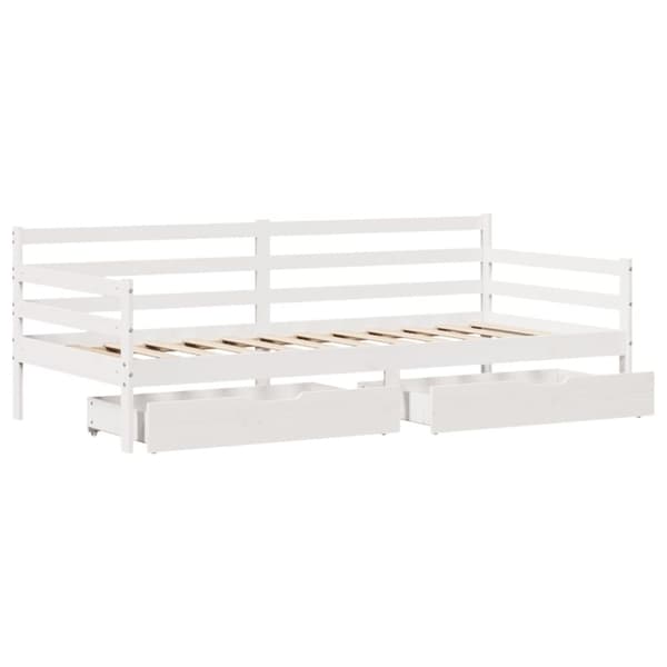 vidaXL Dagbädd med lådor vit 90x200 cm massiv furu