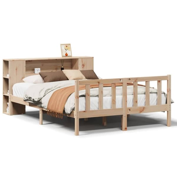 vidaXL seng med reol uden madras 150x200 cm massivt fyrretræ