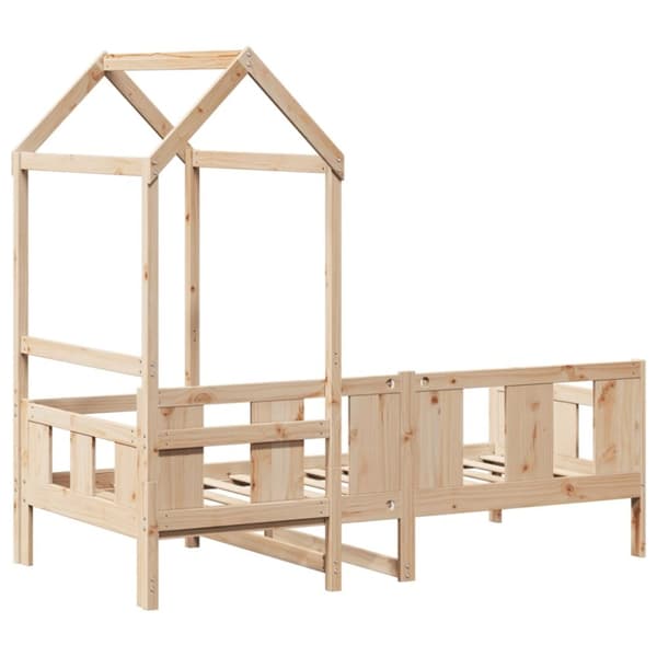 vidaXL daybed med tag 90x200 cm massivt fyrretræ