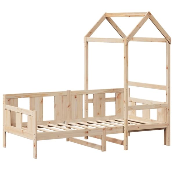vidaXL Dagbädd med tak 90x200 cm massiv furu