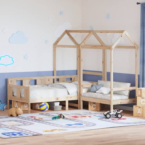 vidaXL Sohvasänky ja penkkisarja katoksella 90x200 cm täysi mänty