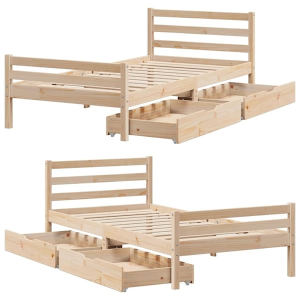 vidaXL Sengeramme uten madrass 90x200 cm heltre furu