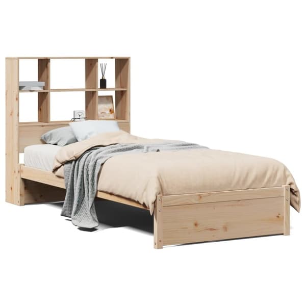 vidaXL Seng med bokhylle uten madrass 90x200 cm heltre furu