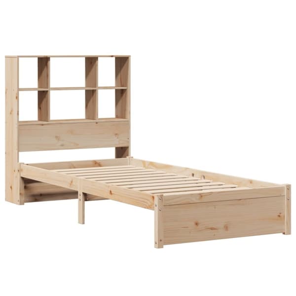 vidaXL Seng med bokhylle uten madrass 90x200 cm heltre furu