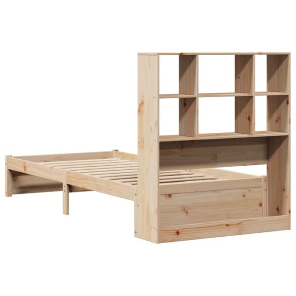 vidaXL Seng med bokhylle uten madrass 90x200 cm heltre furu