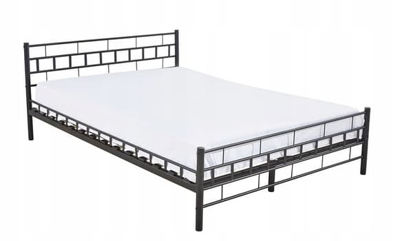 Metal sengeramme med lamelbund - 180x200 - sort