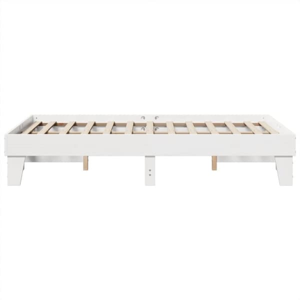 vidaXL sengeramme uden madras 135x190 cm massivt fyrretræ hvid