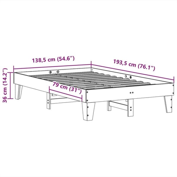vidaXL sengeramme uden madras 135x190 cm massivt fyrretræ hvid