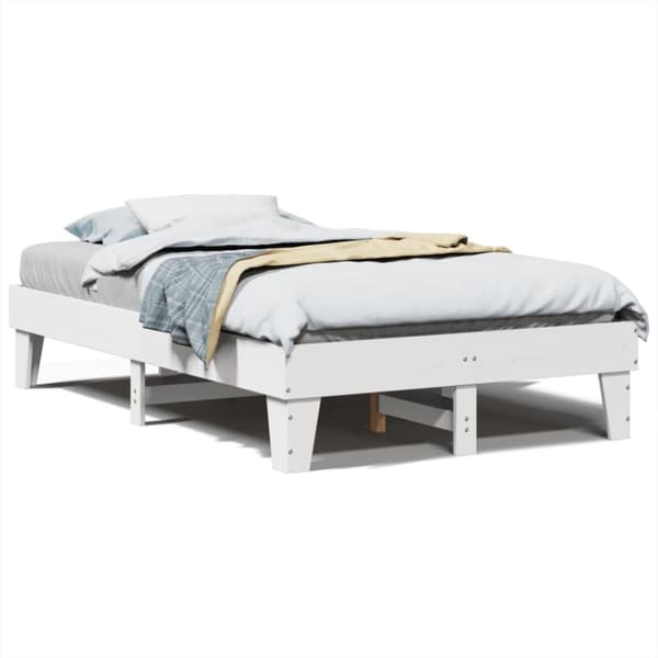 vidaXL sengeramme uden madras 135x190 cm massivt fyrretræ hvid