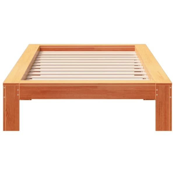 vidaXL Sengeramme uten madrass voksbrun 75x190 cm heltre furu