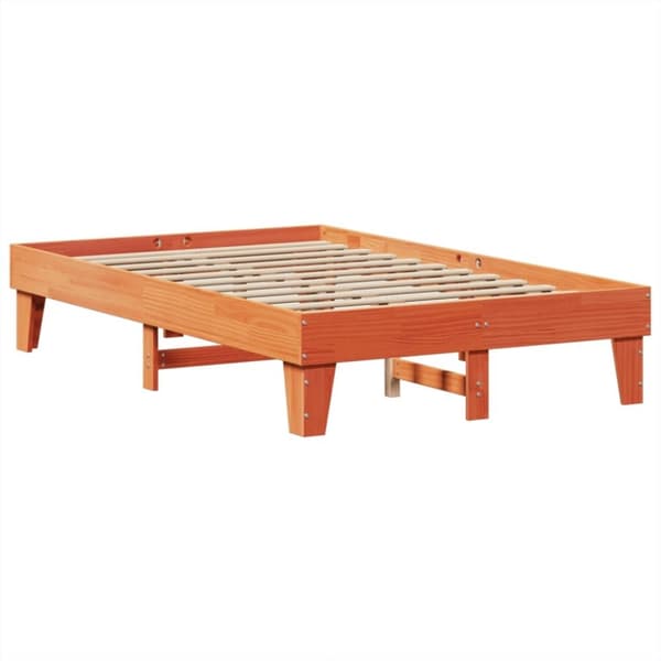 vidaXL Sengeramme uten madrass voksbrun 120x190 cm heltre furu