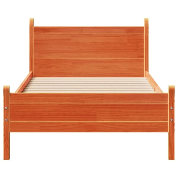 vidaXL Sängynrunko ilman patjaa vahanruskea 90x190 cm täysi mänty