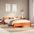 Miniatyrbilde 2 av 10: vidaXL Sengeramme uten madrass voksbrun 120x200 cm heltre furu