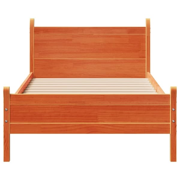 vidaXL Sengeramme uten madrass voksbrun 75x190 cm heltre furu
