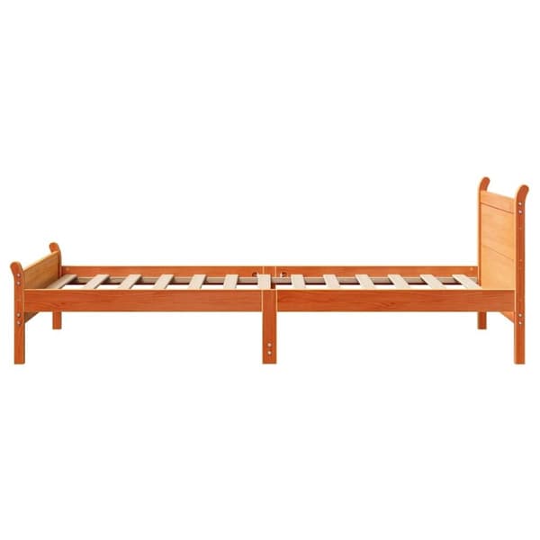 vidaXL Sengeramme uten madrass voksbrun 75x190 cm heltre furu