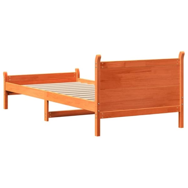 vidaXL Sengeramme uten madrass voksbrun 75x190 cm heltre furu