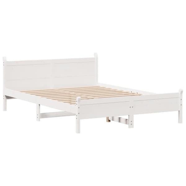 vidaXL Sängram utan madrass vit 135x190 cm massiv furu
