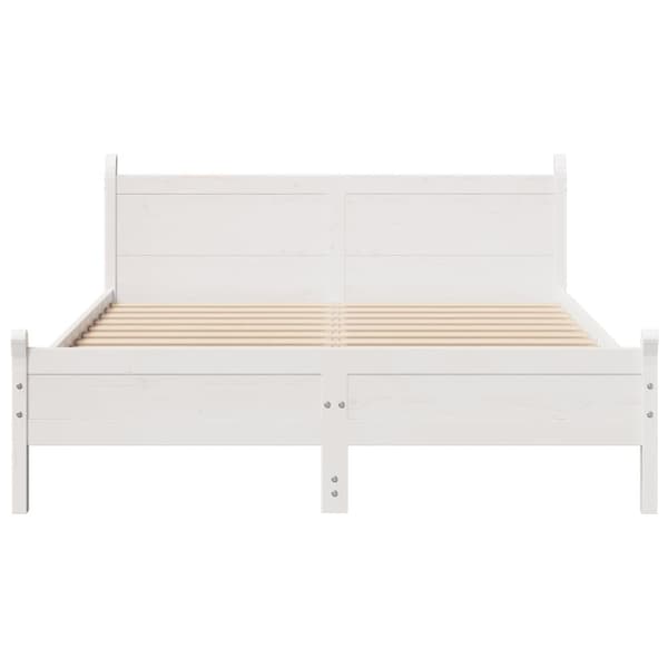 vidaXL Sängram utan madrass vit 135x190 cm massiv furu