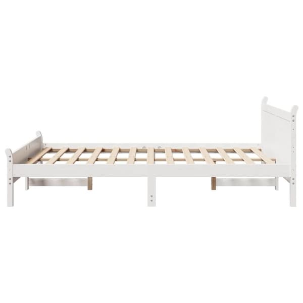 vidaXL Sängram utan madrass vit 135x190 cm massiv furu