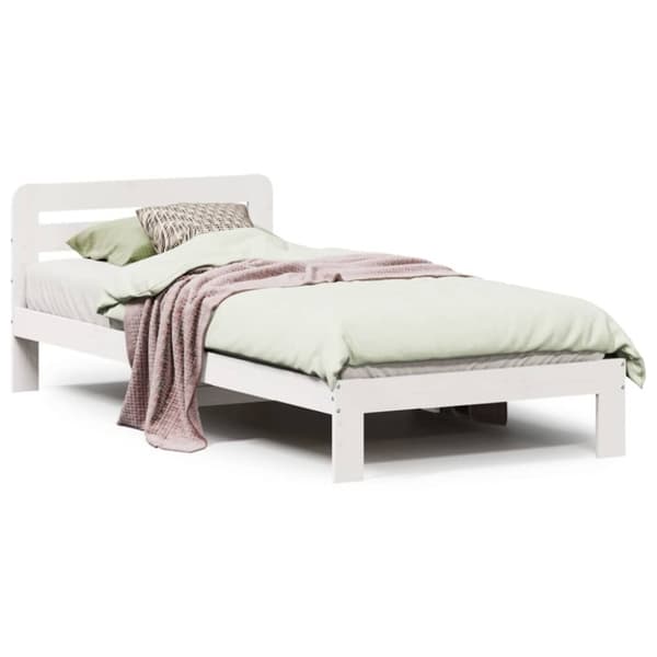 vidaXL Sengeramme uten madrass hvit 75x190 cm heltre furu