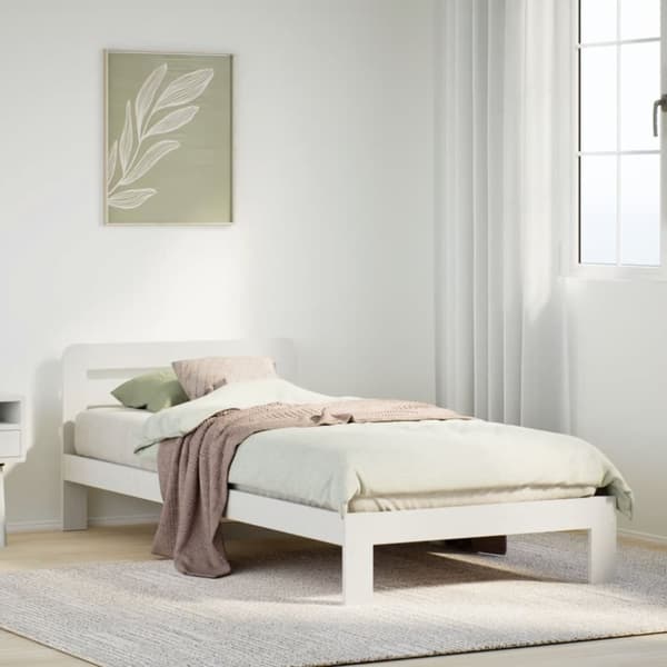 vidaXL Sengeramme uten madrass hvit 75x190 cm heltre furu