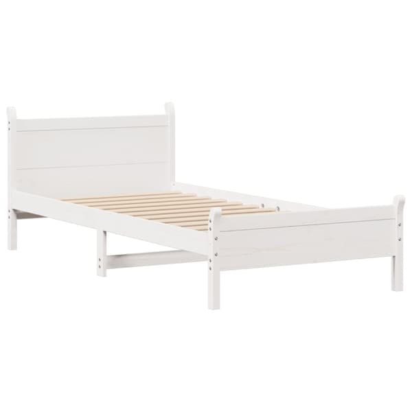 vidaXL Sengeramme uten madrass hvit 75x190 cm heltre furu