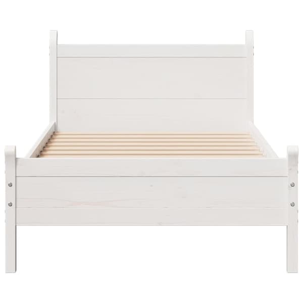 vidaXL Sängynrunko ilman patjaa valkoinen 90x190 cm täysi mänty